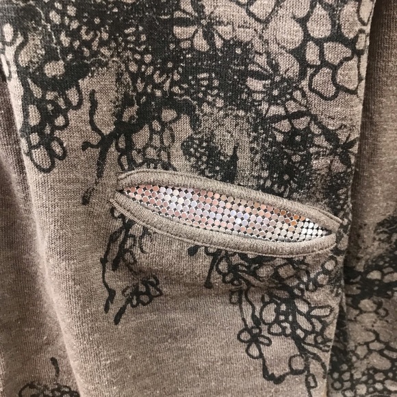 Cardigan Beaded Embellished Duster Brown Black Large Glam Rock Jacket Top - Picture 3 of 9